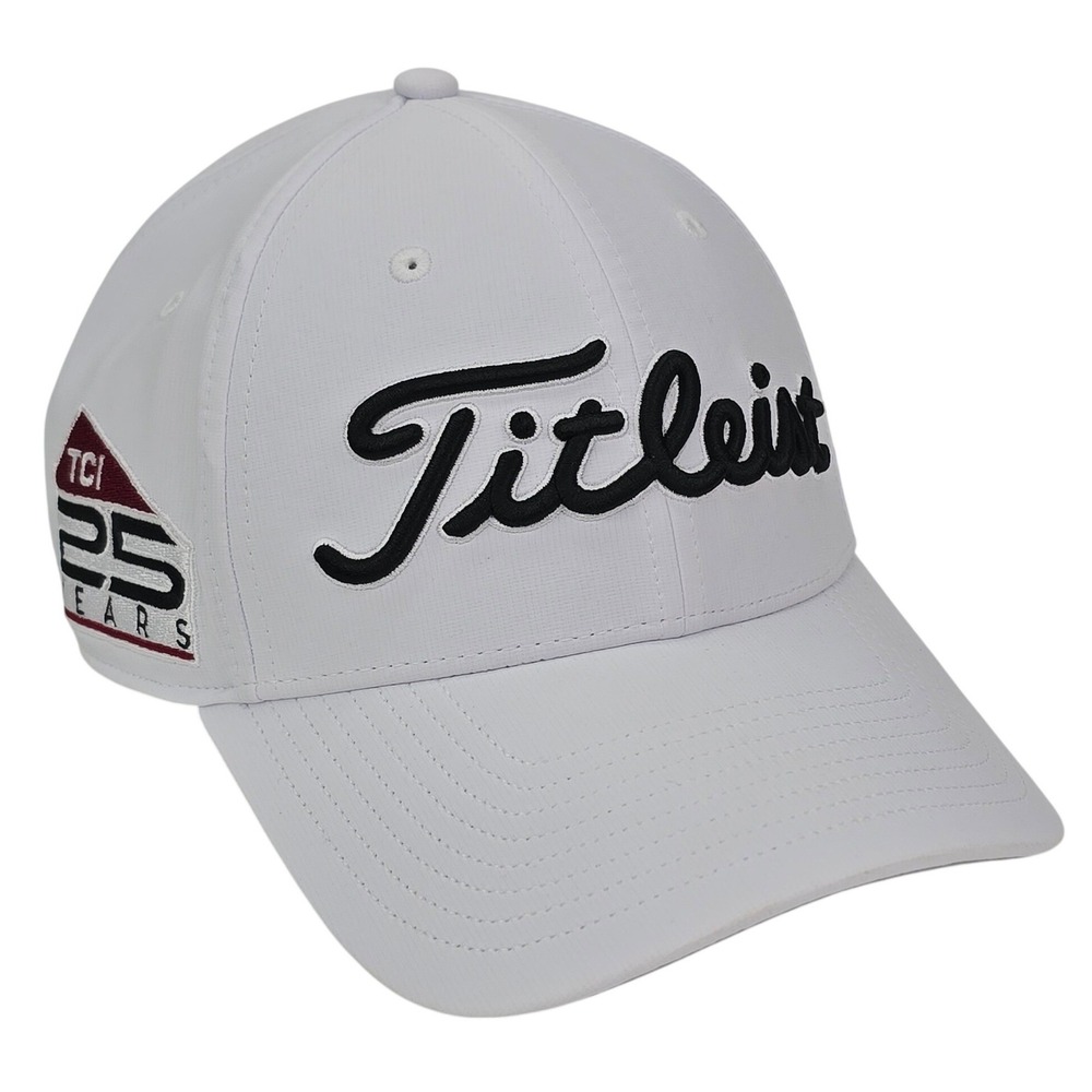 Titleist Tour Performance Golf Hat OSFA White 4-Way Stretch TCI 25 Years NWT